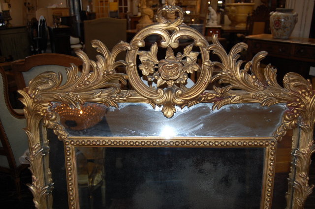 French Louis XV Giltwood Cushion Mirror
