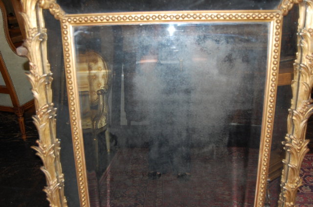 French Louis XV Giltwood Cushion Mirror