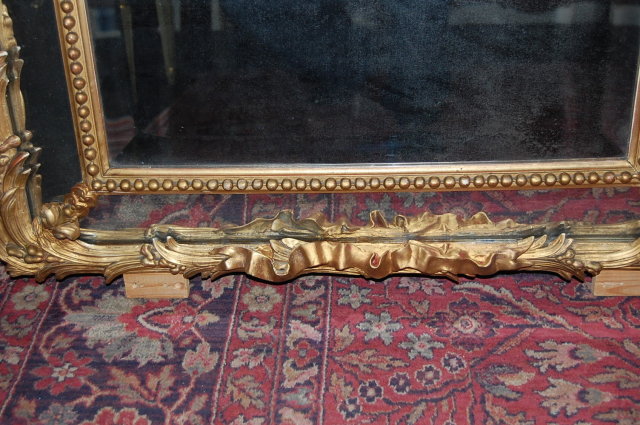 French Louis XV Giltwood Cushion Mirror