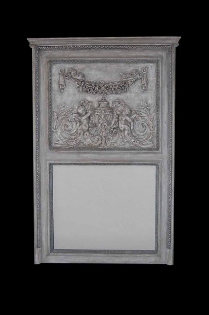 French Style Carved & Painted Trumeau