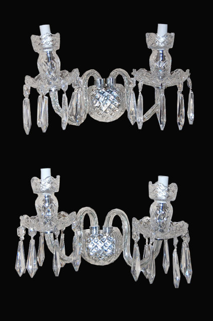 Pair of Waterford Style Crystal Wall Sconce