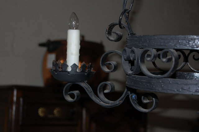 Petite French Iron Three Light Chandelier