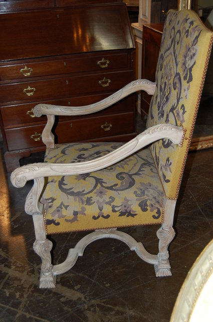 Finely Carved French Transitional Armchair