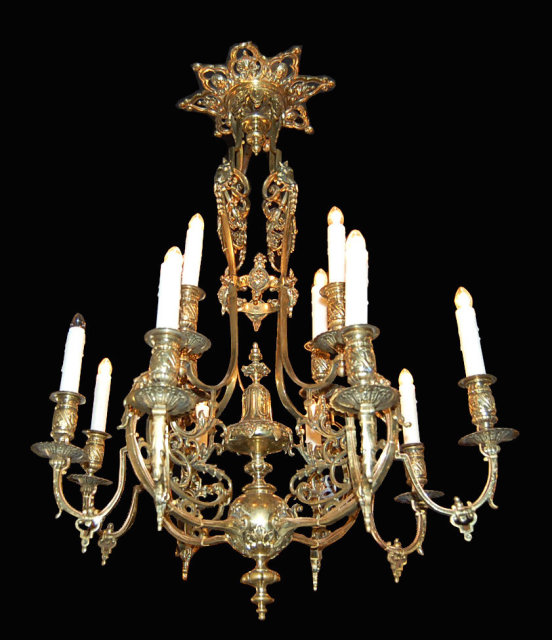 19th Century Cast Bronze French Chandelier