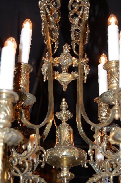 19th Century Cast Bronze French Chandelier