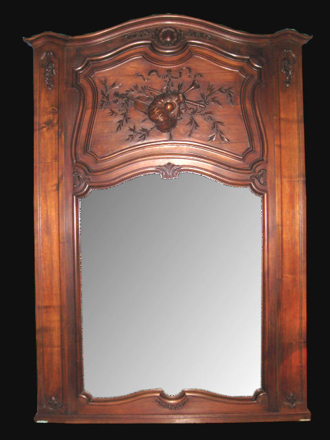 19th Century French Carved Walnut Trumeau