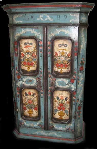 19th Century German Hand Painted Cupboard