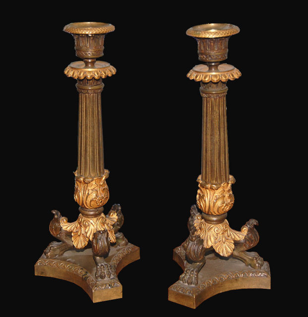 Pair of 19th Century French Empire Candlesticks