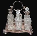 English Victorian Silverplated & Crystal Cruet Set