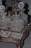 English Victorian Silverplated & Crystal Cruet Set
