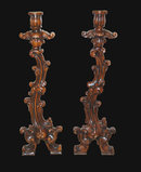 Pair of Carved Italian Walnut Candlesticks
