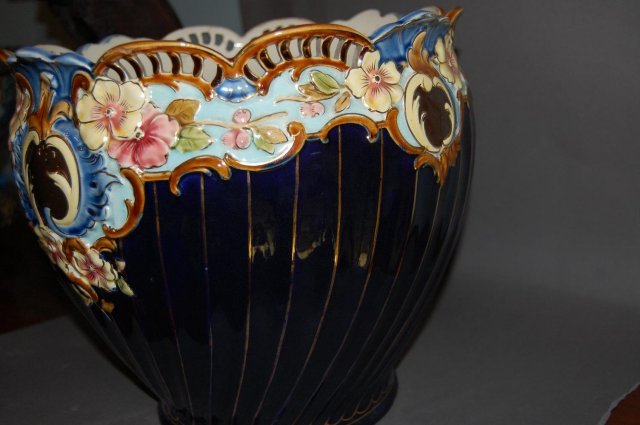 French Cobalt Floral Planter