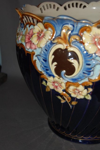 French Cobalt Floral Planter