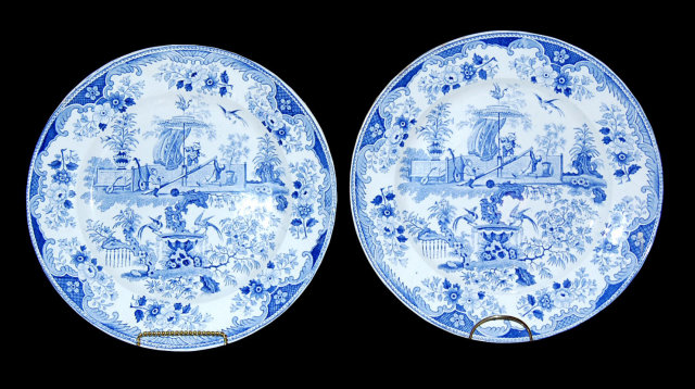 Pair of French Blue & White Plates