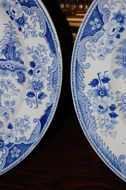 Pair of French Blue & White Plates