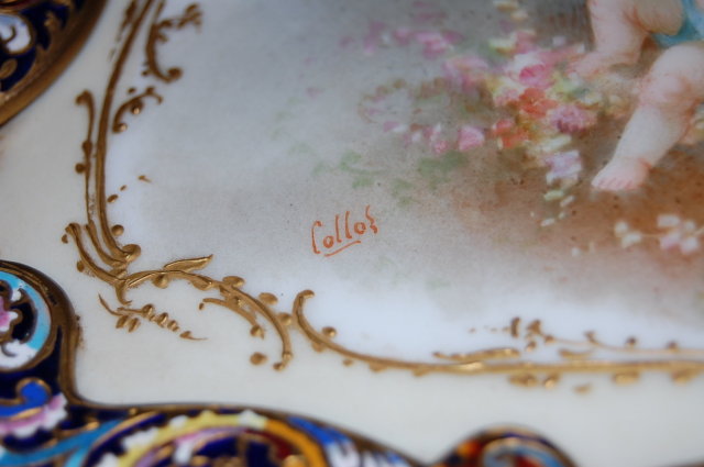 French Sevres Porcelain & Champleve` Tray