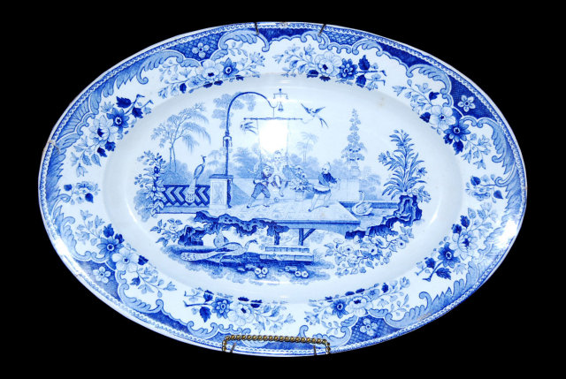 French Blue & White Porcelain Platter