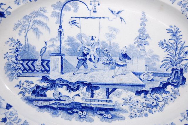 French Blue & White Porcelain Platter