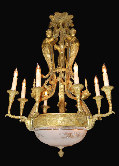 Unusual 19th Century French Bronze Chandelier