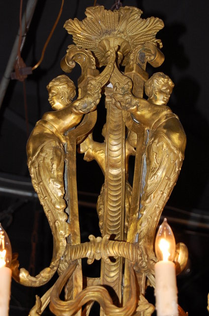 Unusual 19th Century French Bronze Chandelier