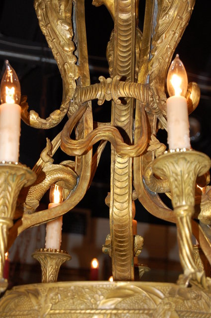 Unusual 19th Century French Bronze Chandelier