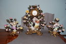 German Sitzendorf Dresden Three Piece Garniture