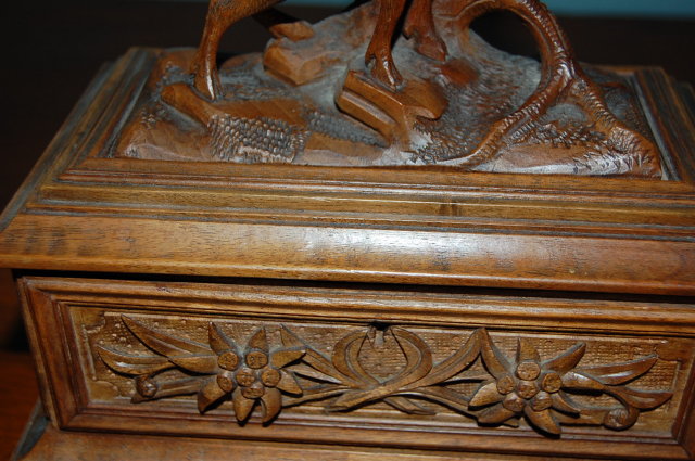 Hand Carved Swiss Walnut Cigar Box