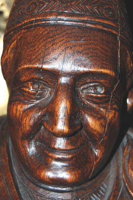 Pair of English Carved Oak Busts