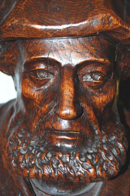 Pair of English Carved Oak Busts