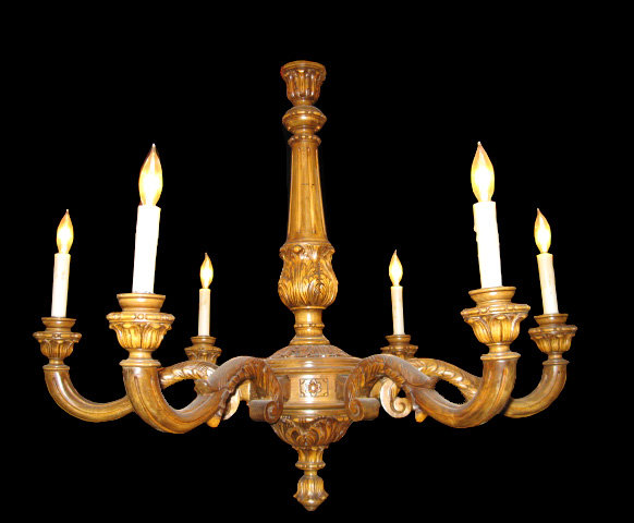 French Louis XVI Style Giltwood Chandelier