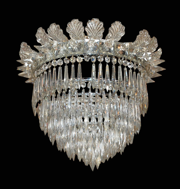 American Victorian Crystal Basket Chandelier