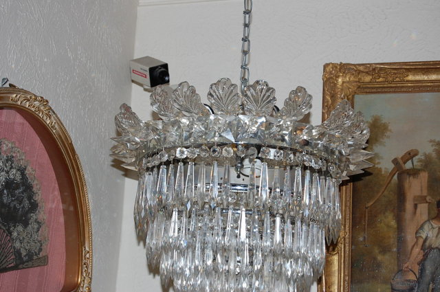 American Victorian Crystal Basket Chandelier
