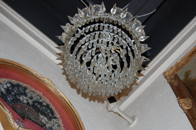 American Victorian Crystal Basket Chandelier