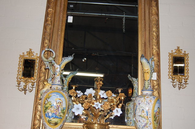 Exquisite Pair of Bronze Mirrored Sconce
