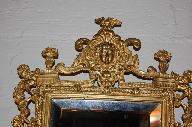 Exquisite Pair of Bronze Mirrored Sconce
