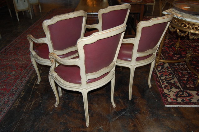 Set of 4 French Leather Armchairs