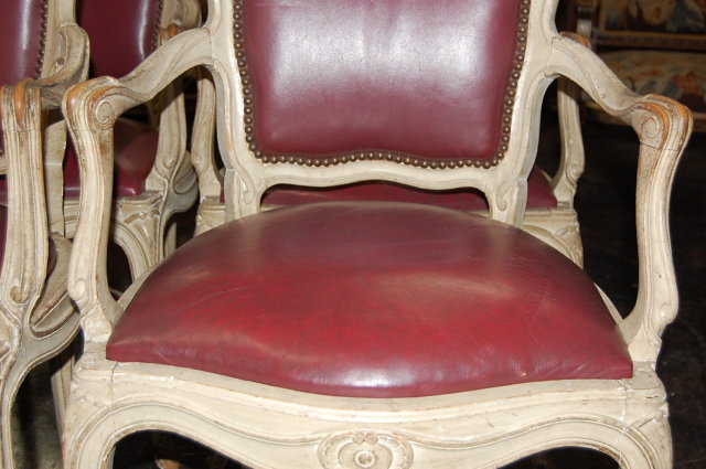 Set of 4 French Leather Armchairs