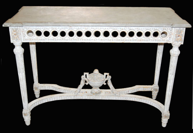 French Painted & Carved Wood Console
