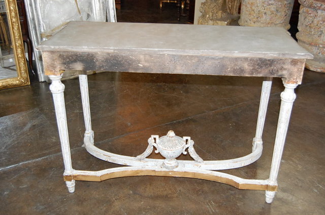 French Painted & Carved Wood Console