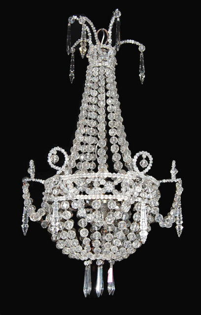 19th Century French Crystal Basket Chandelier
