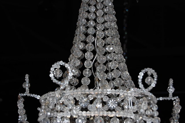 19th Century French Crystal Basket Chandelier