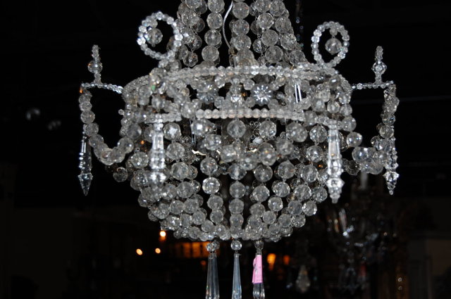 19th Century French Crystal Basket Chandelier