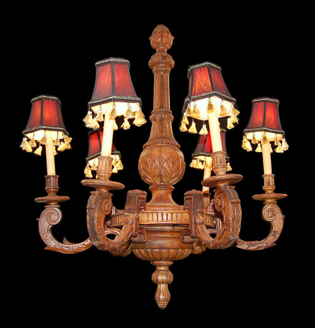 19th Century French Carved Wood Chandelier