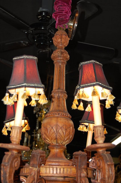 19th Century French Carved Wood Chandelier