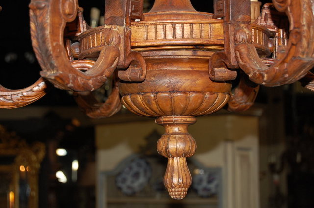 19th Century French Carved Wood Chandelier