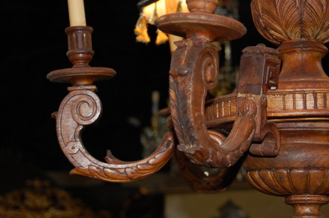 19th Century French Carved Wood Chandelier