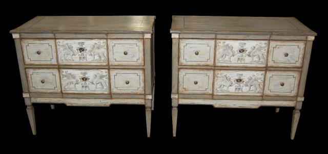 Pair of Continental Painted Commodes