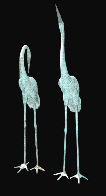 Pair of Large Decorative Bronze Cranes