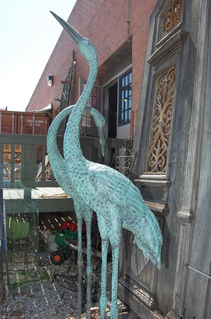 Pair of Large Decorative Bronze Cranes