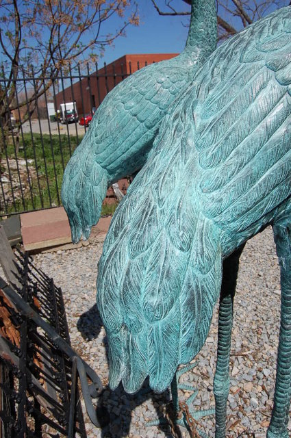 Pair of Large Decorative Bronze Cranes